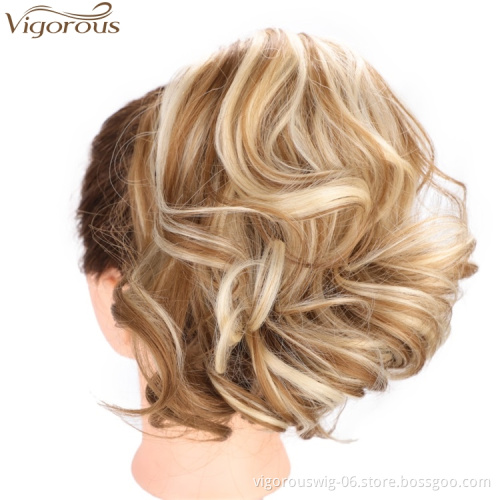 Vigorous Short Curly Clip in Ponytail Hair Extension Synthetic Drawstring Wrap Ponytail Hairpiece for Women